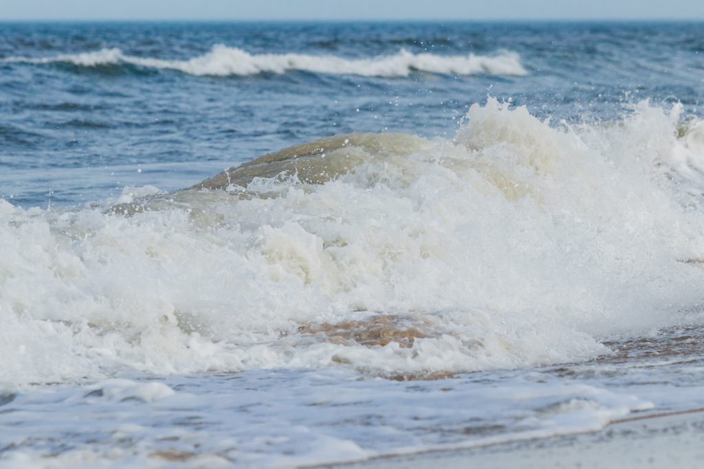 wave crashing on the beach in Virginia