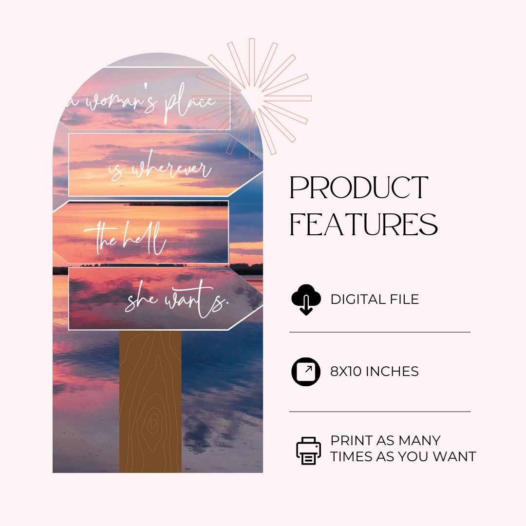 female empowerment quote printable product features
