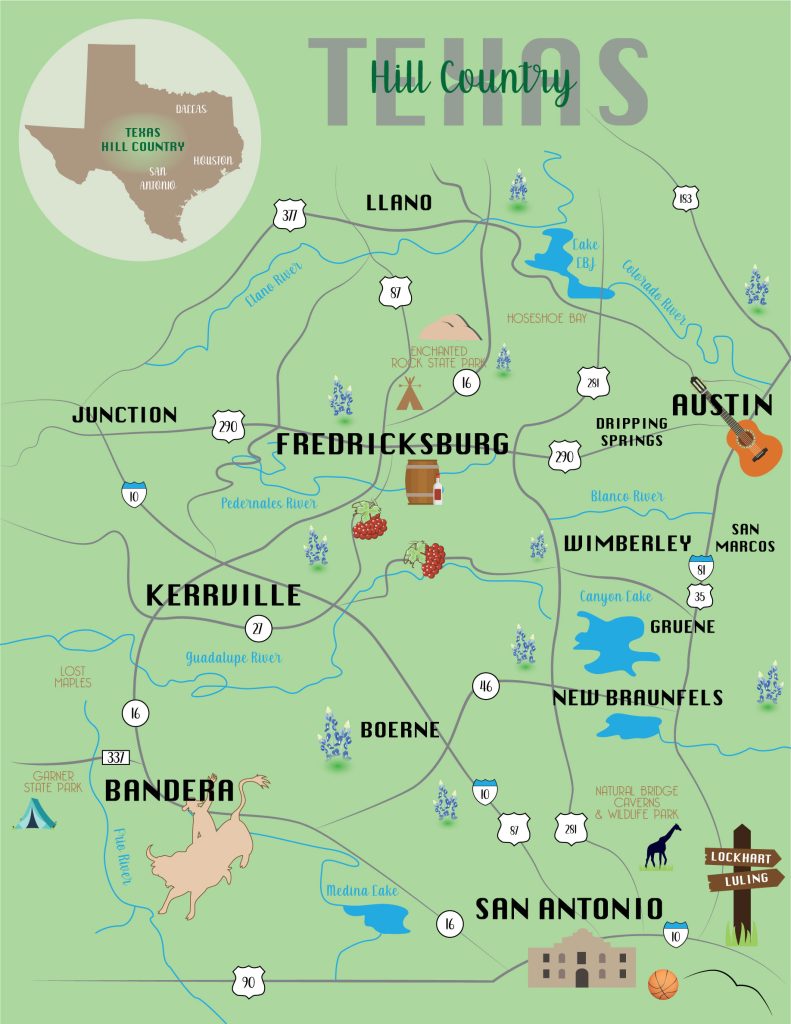 Texas Hill Country Graphic Map