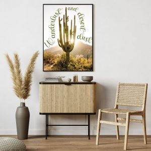 desert photo with cactus on wall