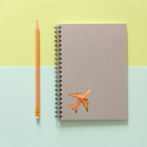 travel stickers with sunrise photo in airplane