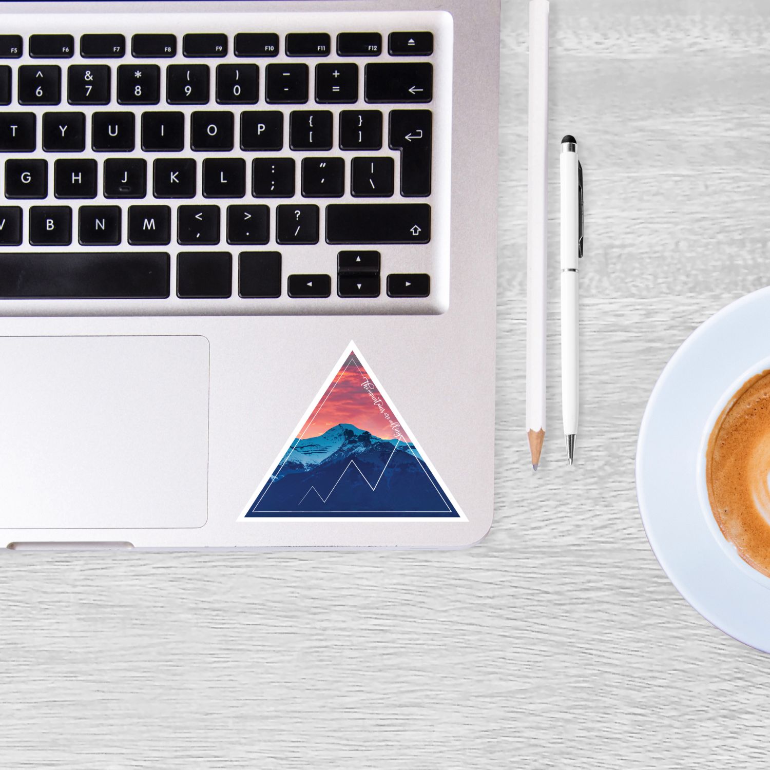 Mountain Sticker with Sunrise Photo & Travel Quote - Image 3