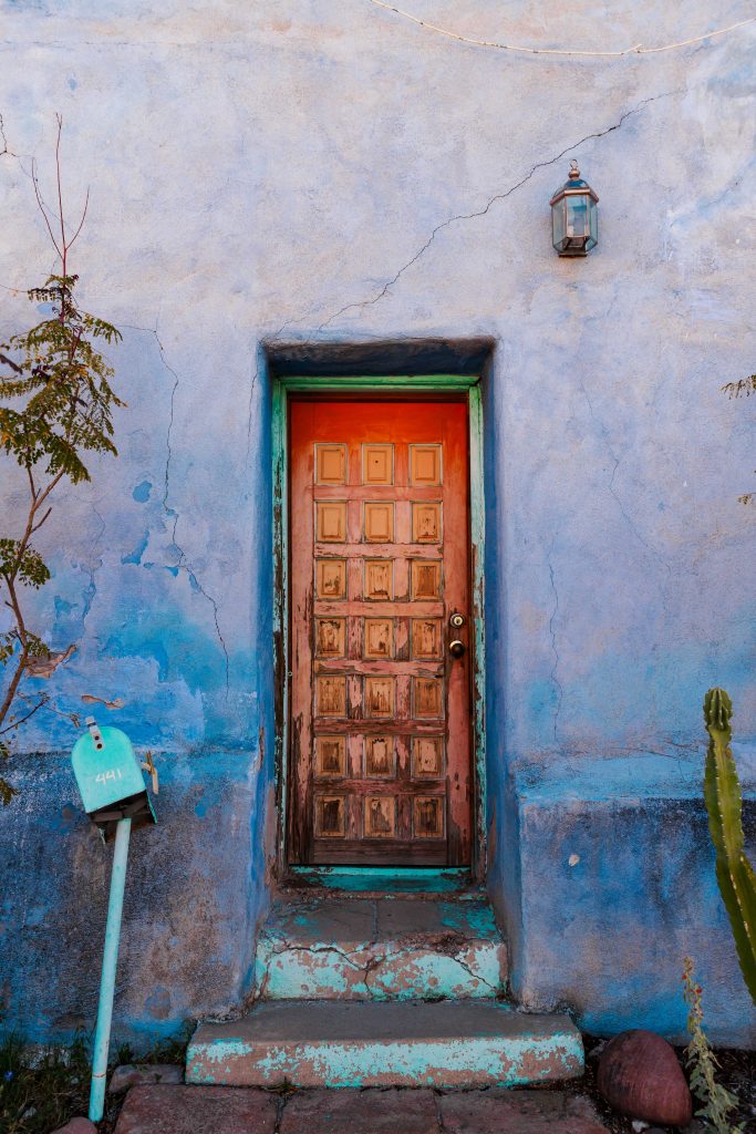 The colorful houses of Barrio Viejo Neighborhood in Tucson Arizona