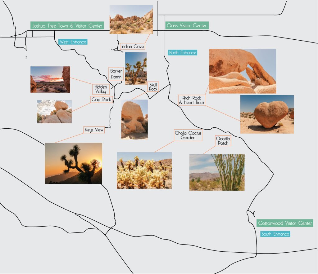 illustrated map of Joshua Tree national park