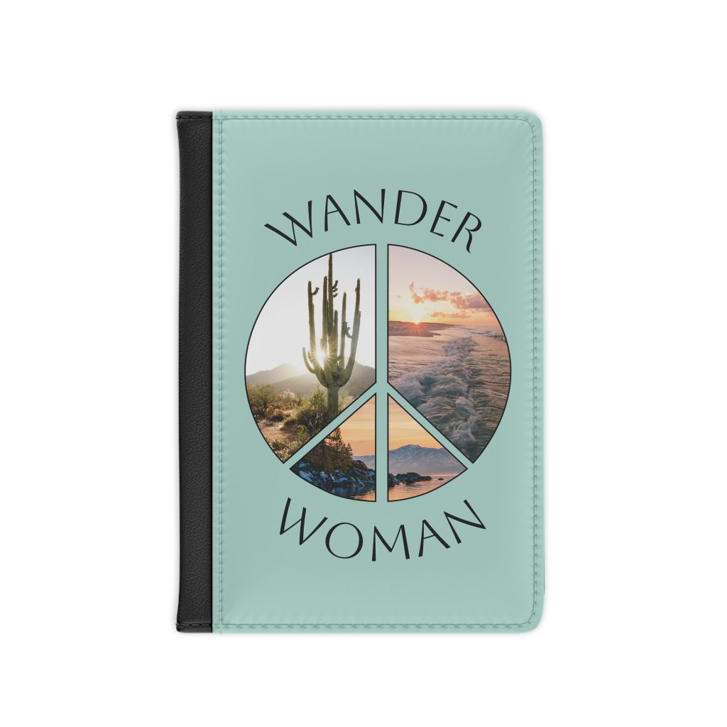 Wander Woman Passport Cover with Peace Sign