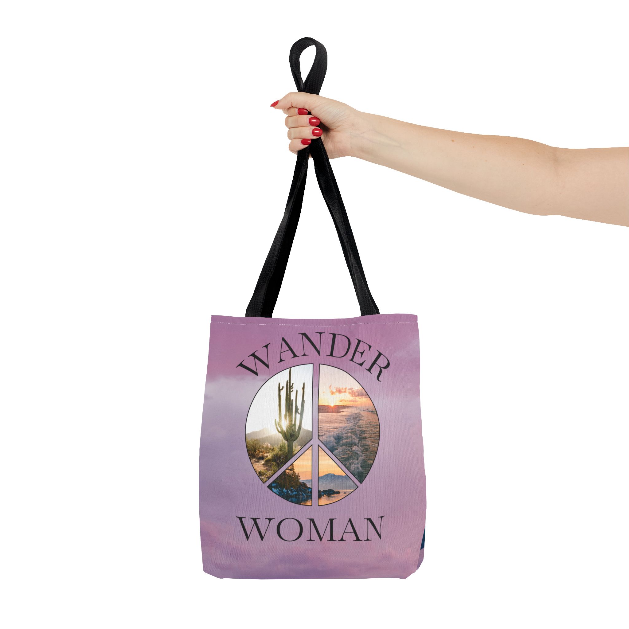 Wander Woman Tote Bag with Peace Sign - Image 4