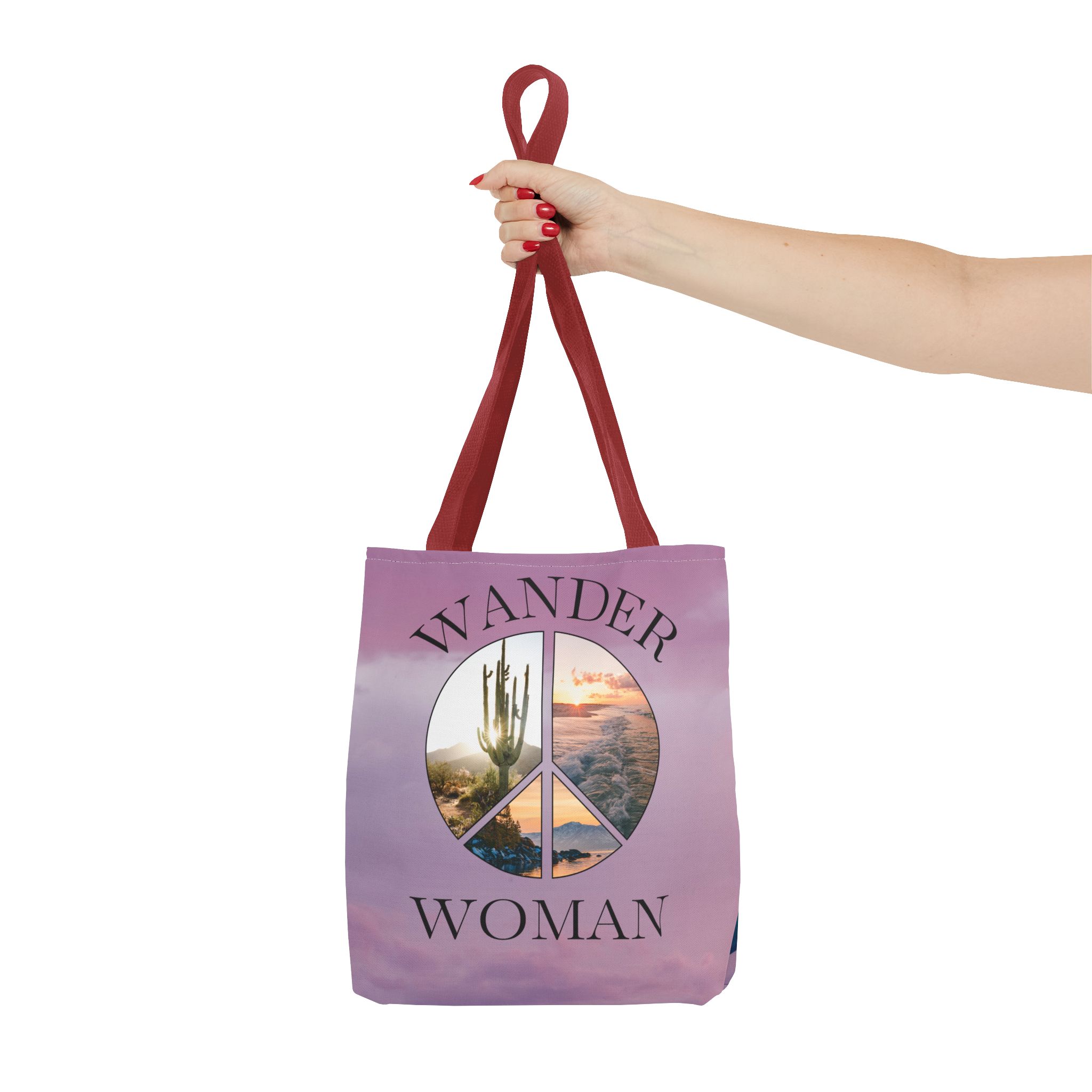 Wander Woman Tote Bag with Peace Sign - Image 8