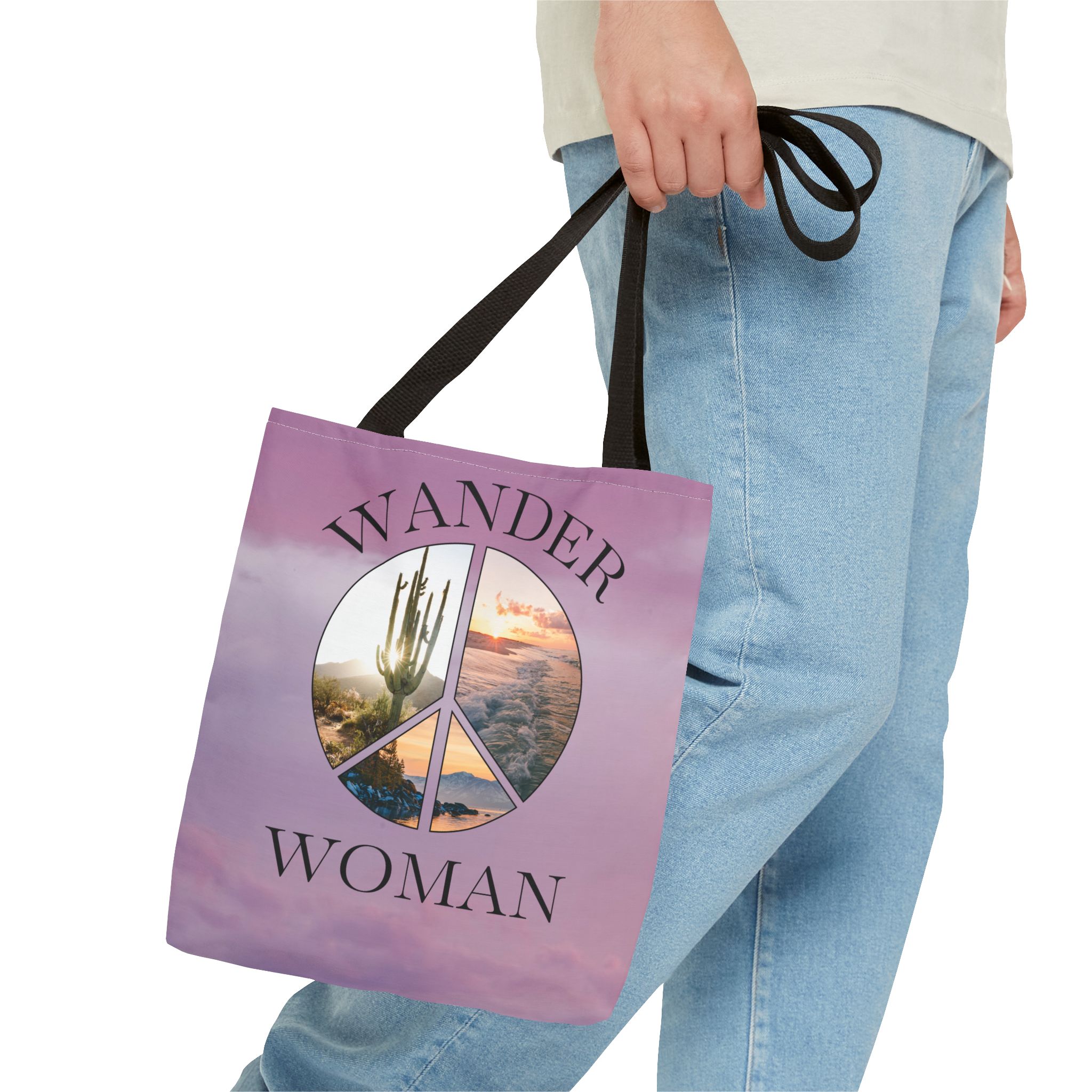 Wander Woman Tote Bag with Peace Sign - Image 3