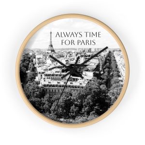 Wall Clock with Paris Photo in Black and White